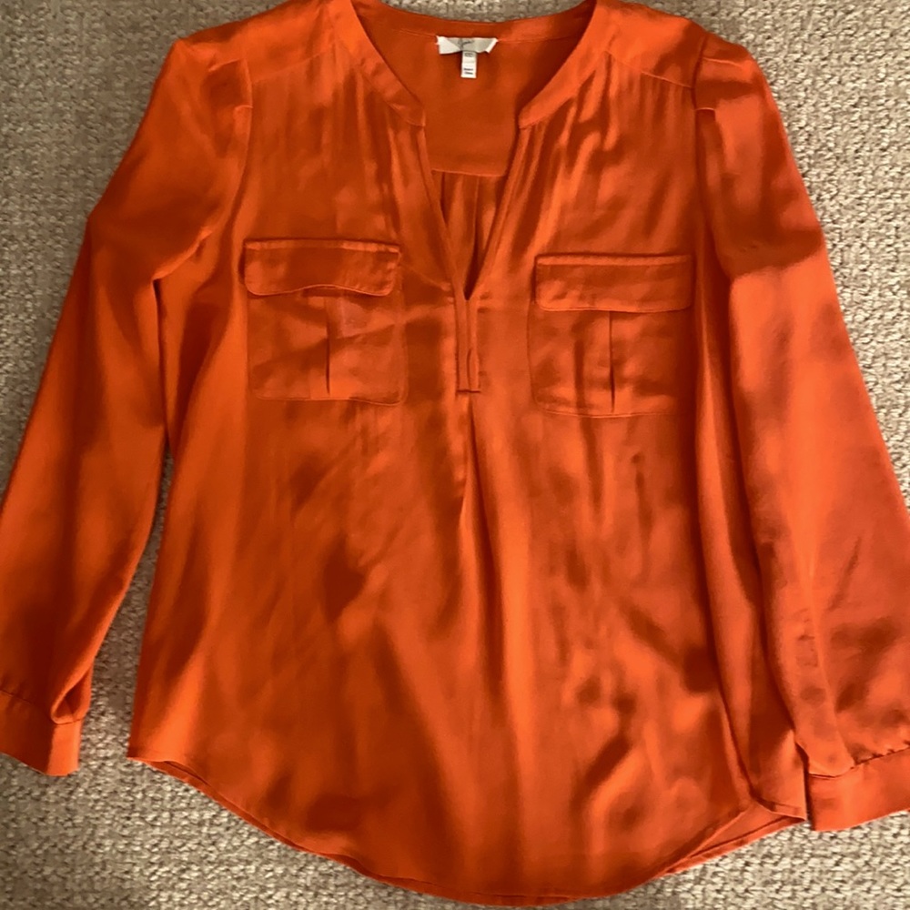 Joie brand orange long sleeve silk blouse